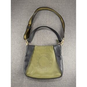 Cole Haan Colorblock Leather Shoulder Bag Olive Black Gold Hardware